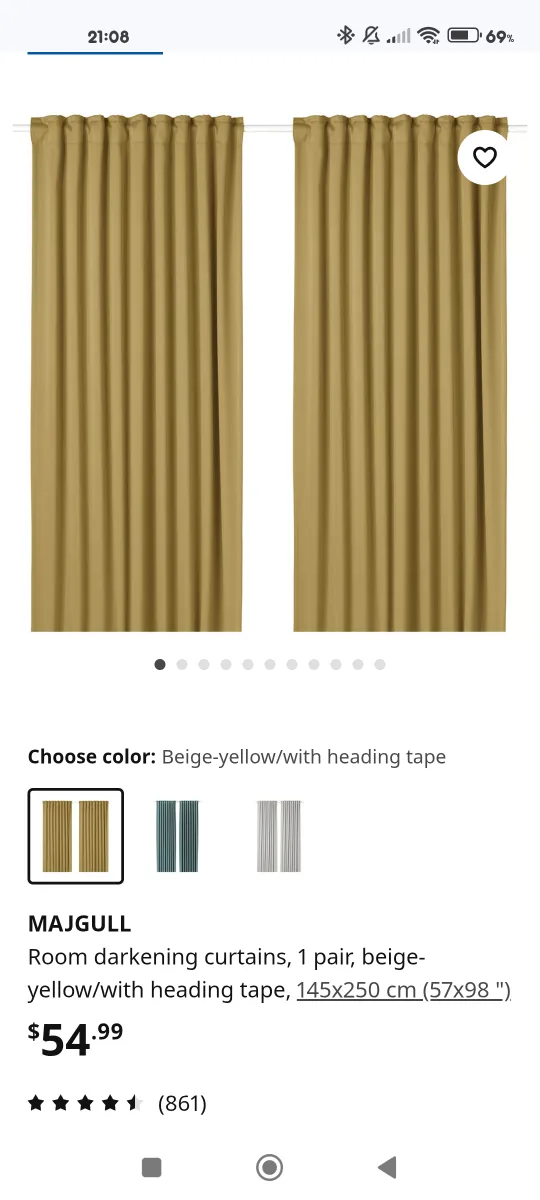IKEA Majgull Beige-Yellow Curtains image indicator(2)