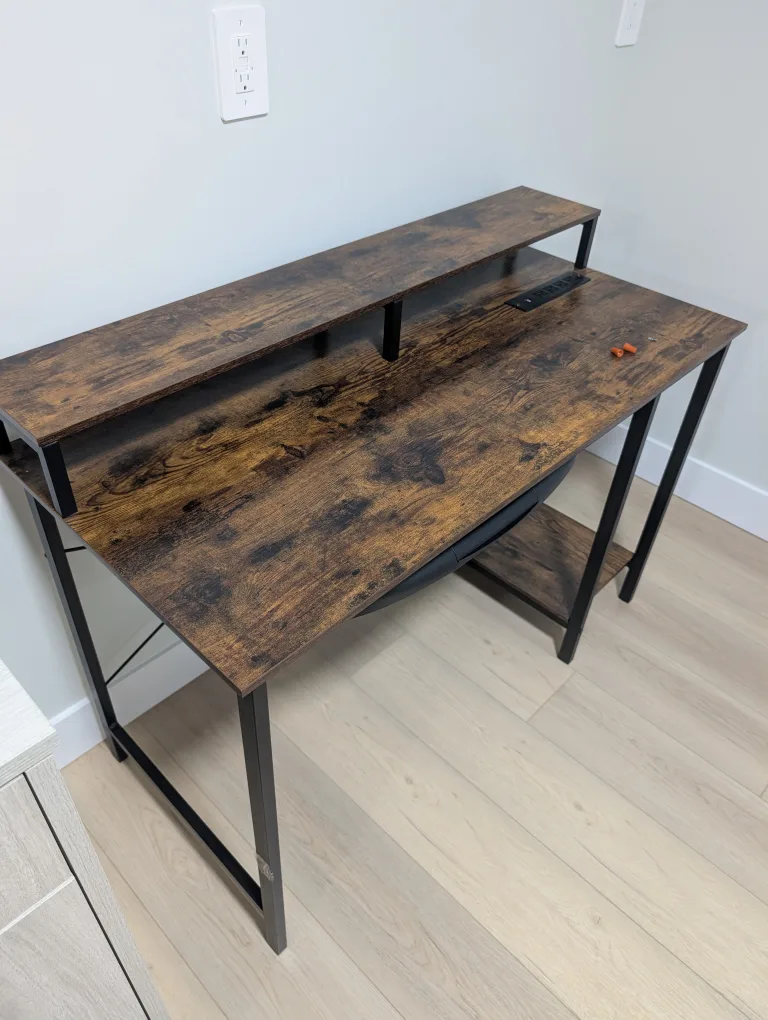 Rustic Brown Computer Desk with Shelf image indicator(4)