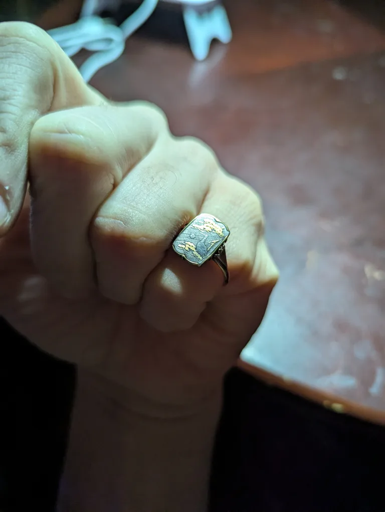 vintage Gold ring with silver accents thumbnail