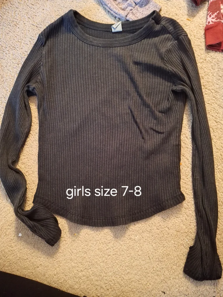 Girls Black Long Sleeve Top - Size 7-8 thumbnail