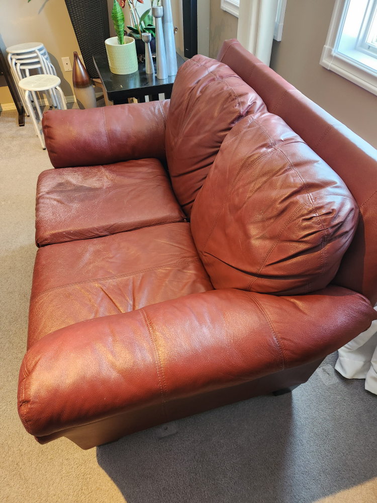 Burgundy Leather Loveseat - photo 3