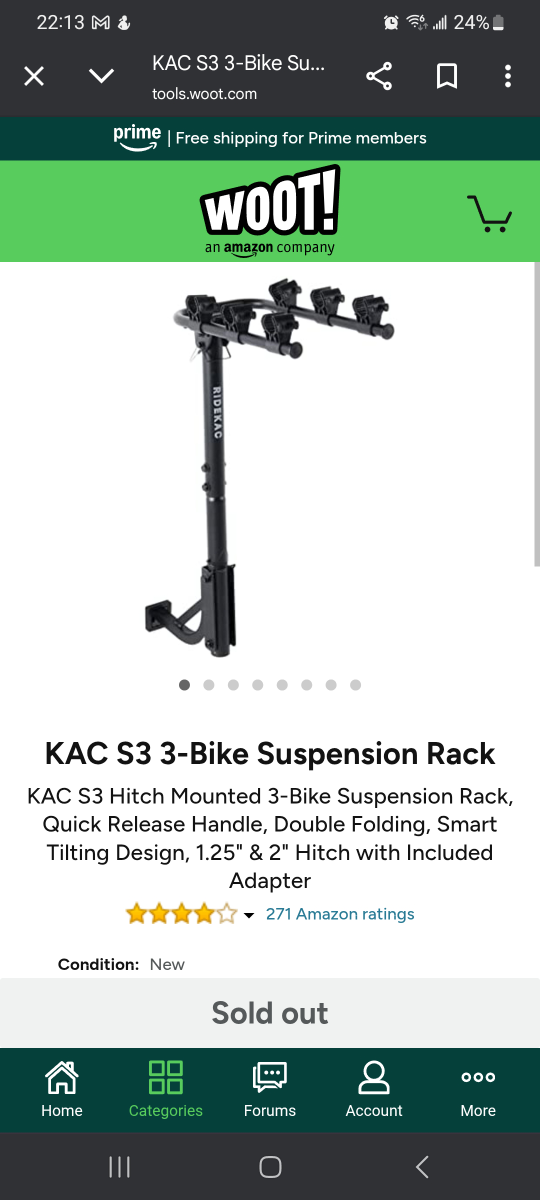 KAC S3 3-Bike Hitch Mounted Hanging Bike Rack - photo 5