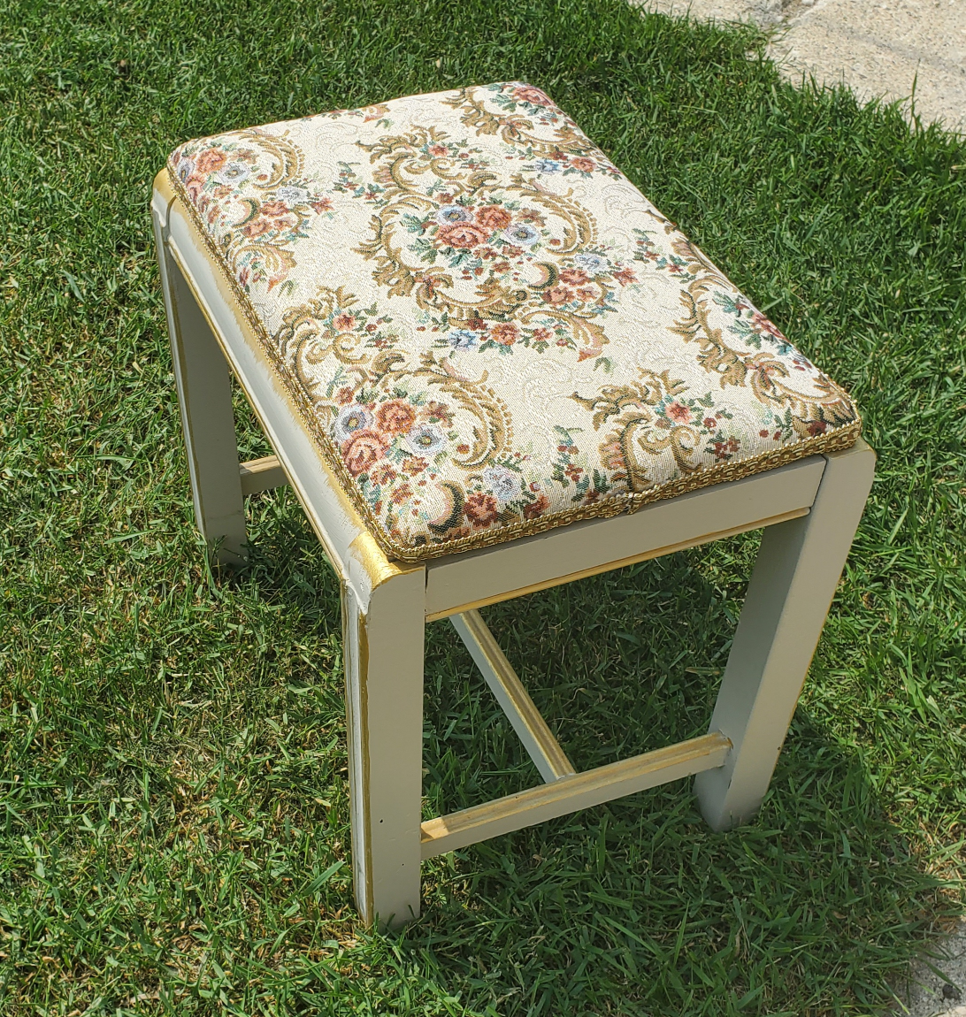 vintage Floral Upholstered Stool art deco - photo 3