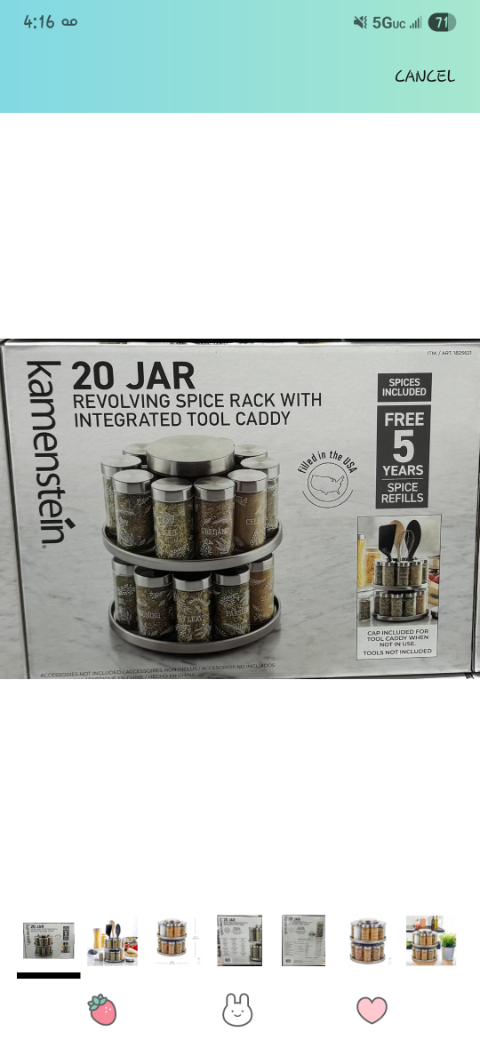 20 Jar Revolving Spice Rack with Integrated Tool Caddy