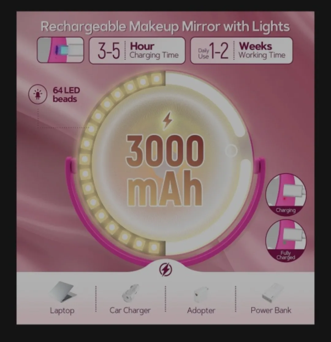 Adjustable Makeup Mirror with Lights image indicator(7)