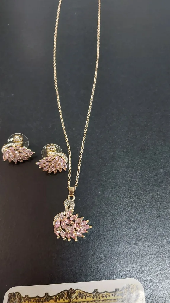 BRAND NEW super dainty classy Swan Necklace and Earring Set image indicator(3)