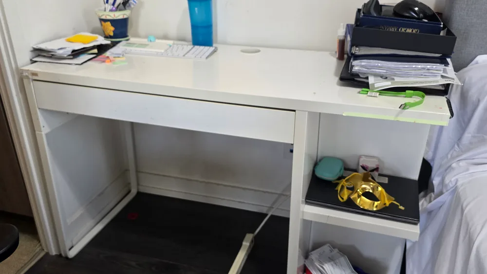 White Desk with Drawer and shelves thumbnail