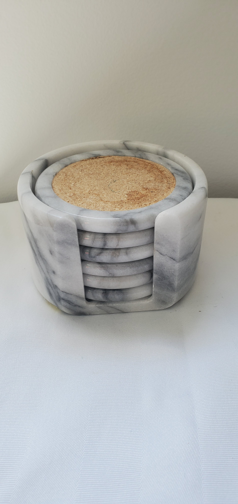 Marble Coaster Set with Holder