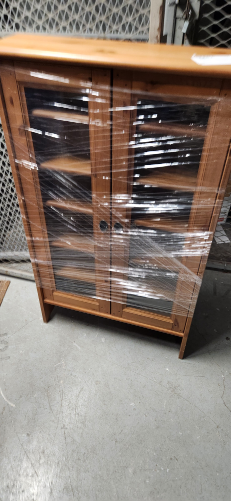 Wood Cabinet with Glass Doors