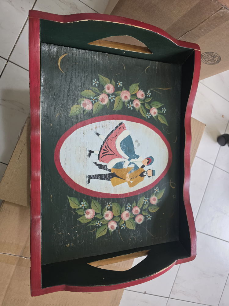 Vintage Hand-Painted Serving Tray
