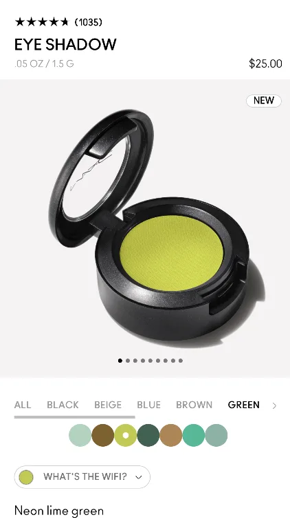 Brand New MAC eyeshadow neon lime green 🍋‍🟩 image indicator(4)