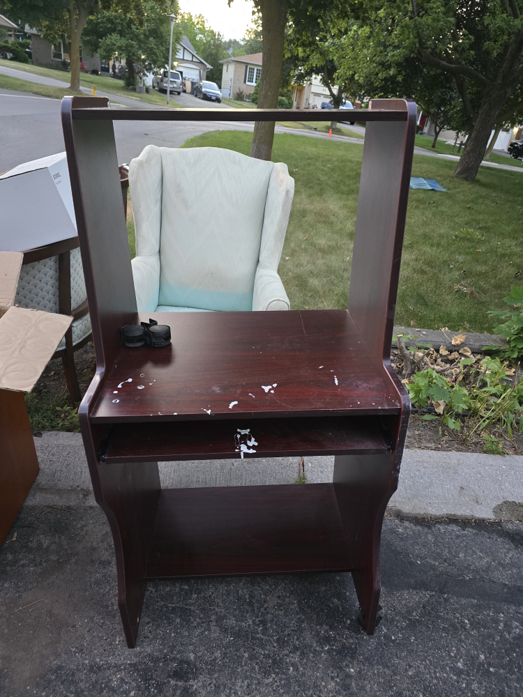 Burgundy Wooden computer Desk with Shelves