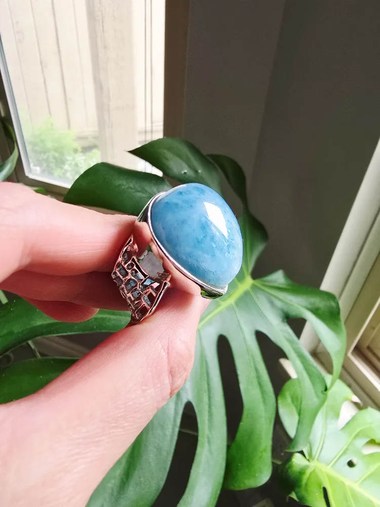 New Aquamarine natural 925 sterling silver ring image indicator(2)