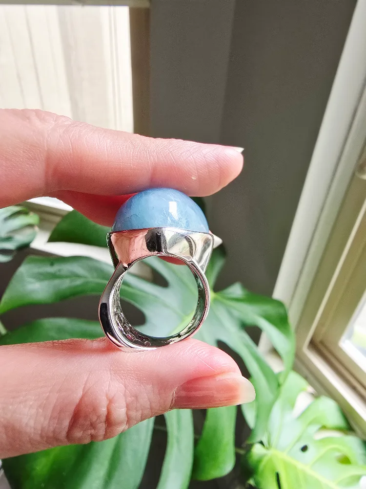New Aquamarine natural 925 sterling silver ring image indicator(4)