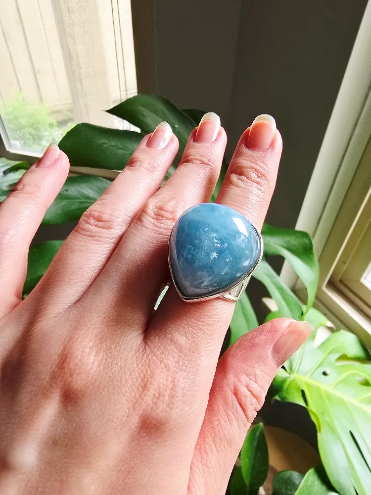 New Aquamarine natural 925 sterling silver ring image indicator(5)