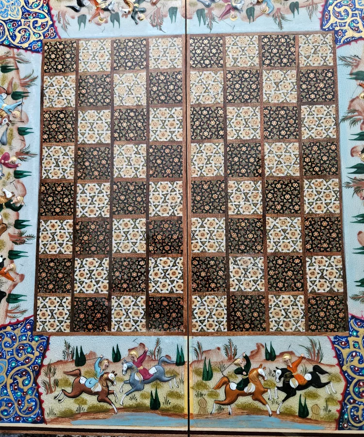 Hand Painted Backgammon and Chess Game image indicator(3)