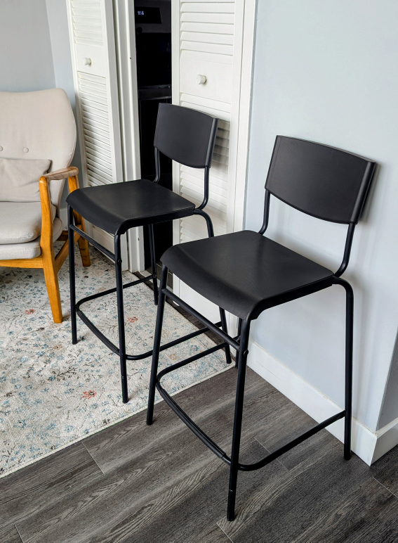 Black Bar Stools - Set of 2 (IKEA STIG)