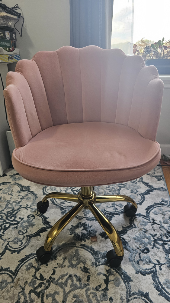 Pink Swivel Desk Chair with Gold Base