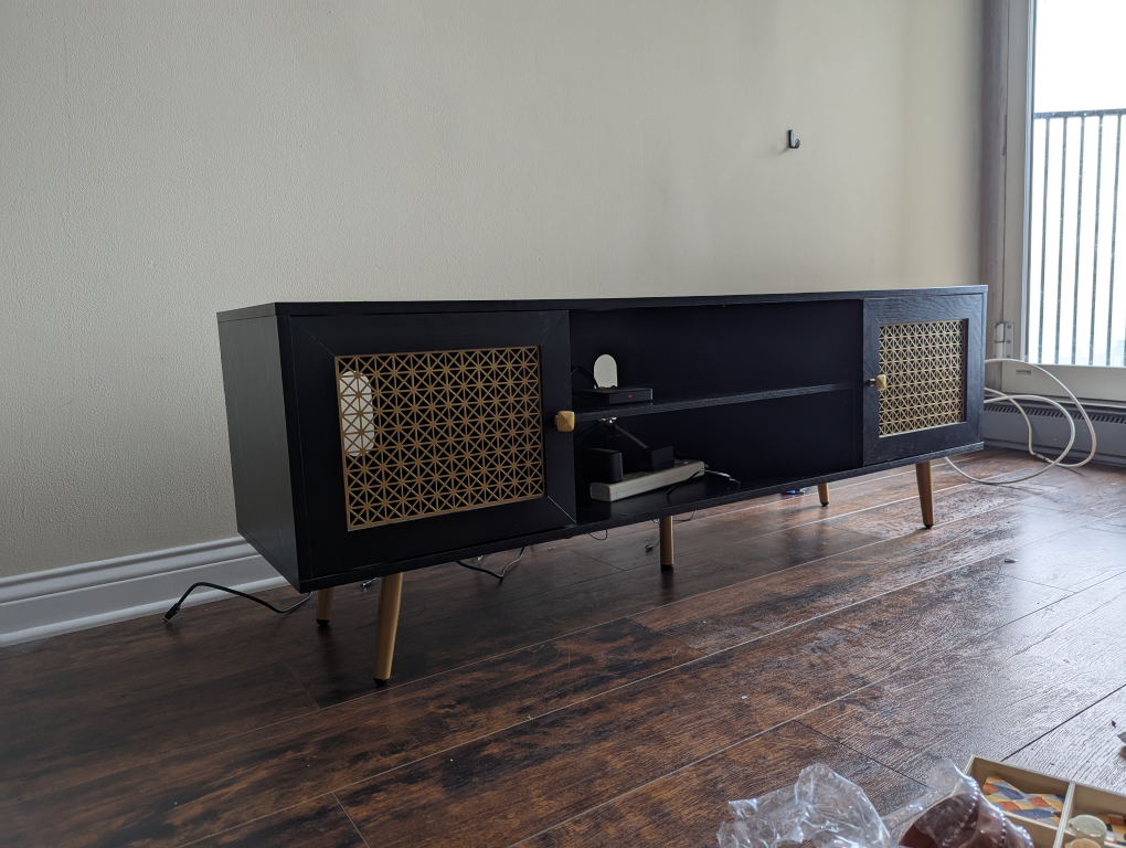 Black TV Stand with Gold Accents - photo 2