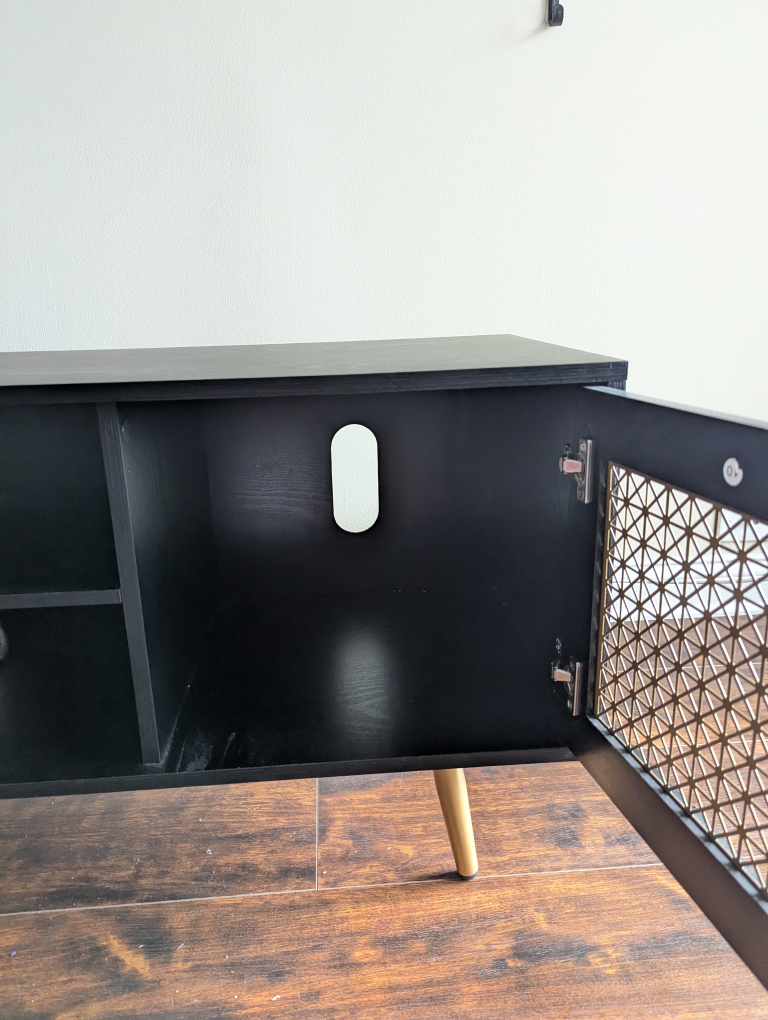 Black TV Stand with Gold Accents - photo 5