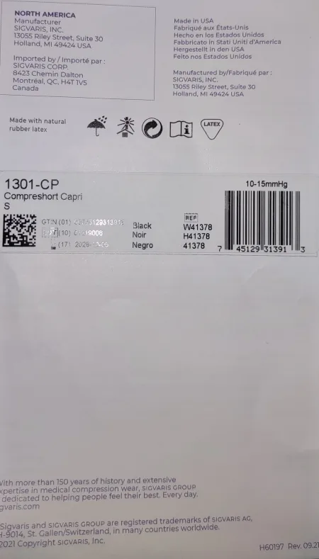 (NEW) Sigvaris Comfreshort Capri  (compression 10-15 mmHg) image indicator(4)