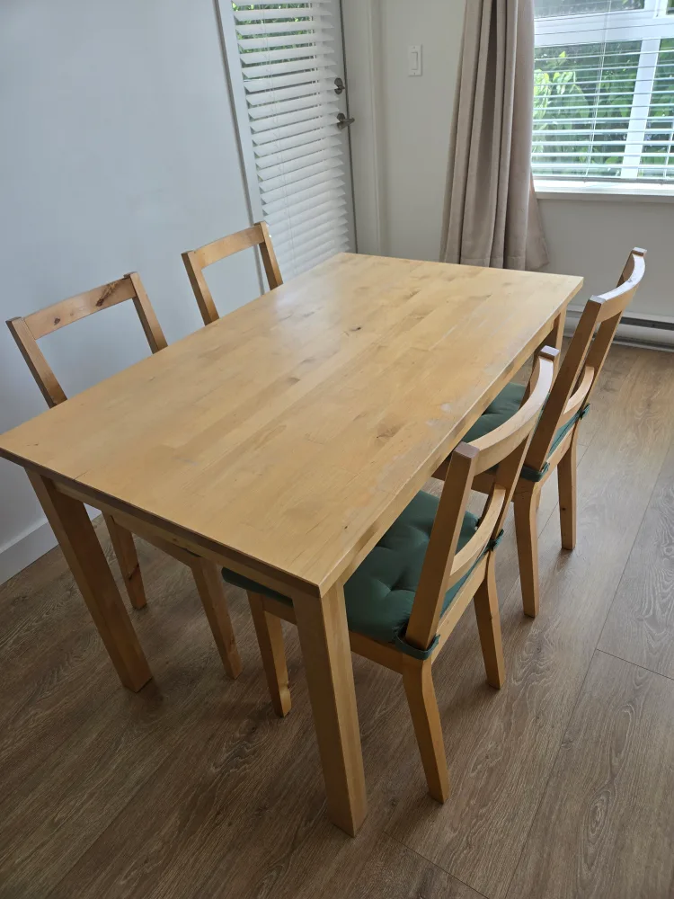 Wooden Dining Table with 4 Chairs thumbnail