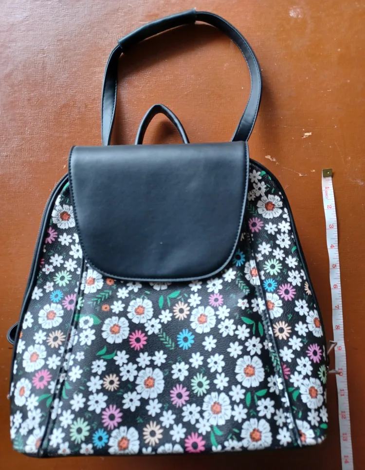 Discontinued Vegan Leather Funky Floral Backpack by Sostter image indicator(3)