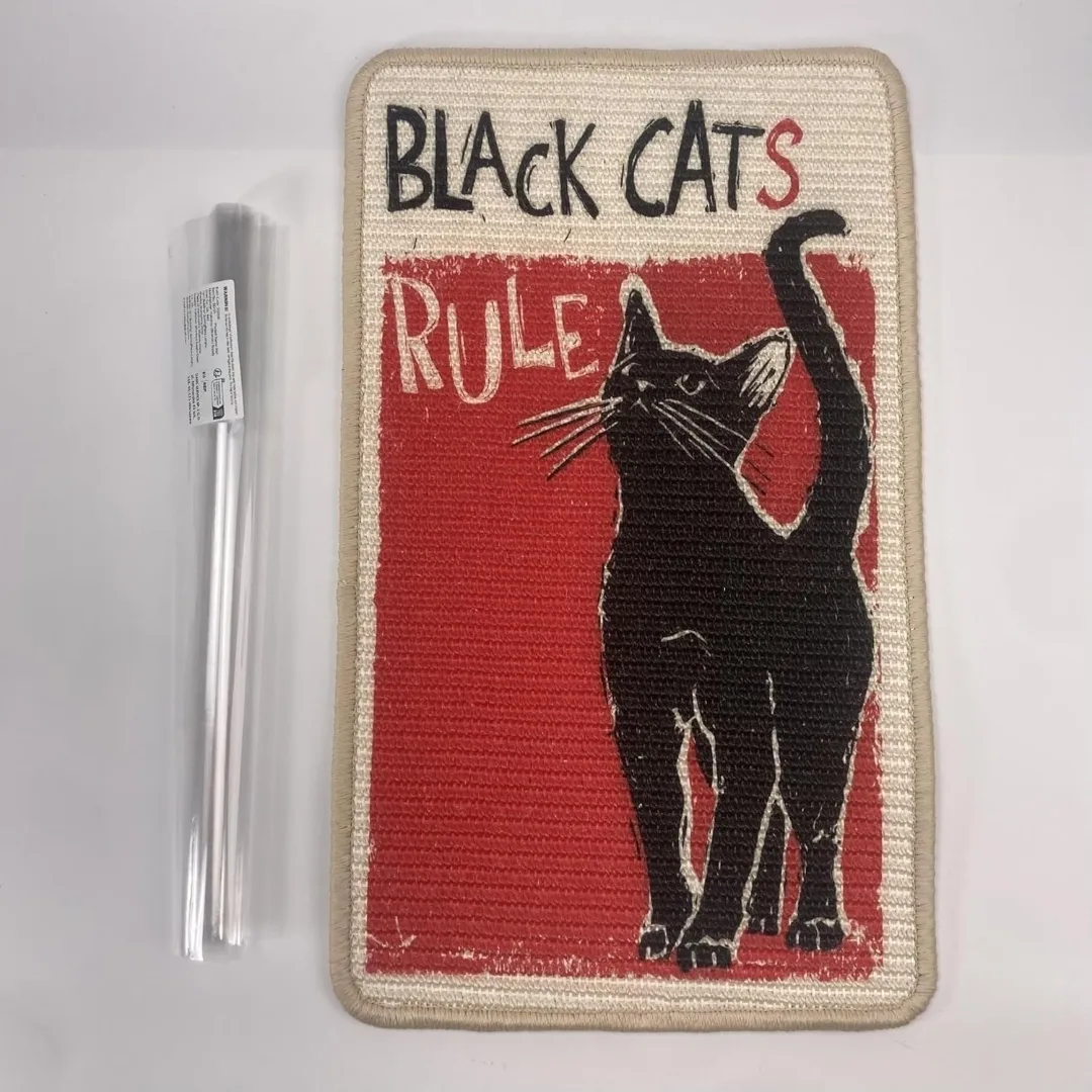 Sisal Cat Scratcher Mat 22"x13" – “Black Cat Rules” image indicator(2)