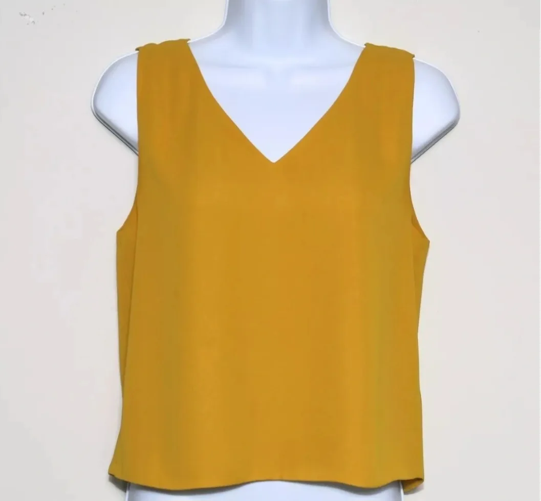 ❣️ Aritzia Babaton Murphy Blouse Mustard Yellow Sleeveless image indicator(2)