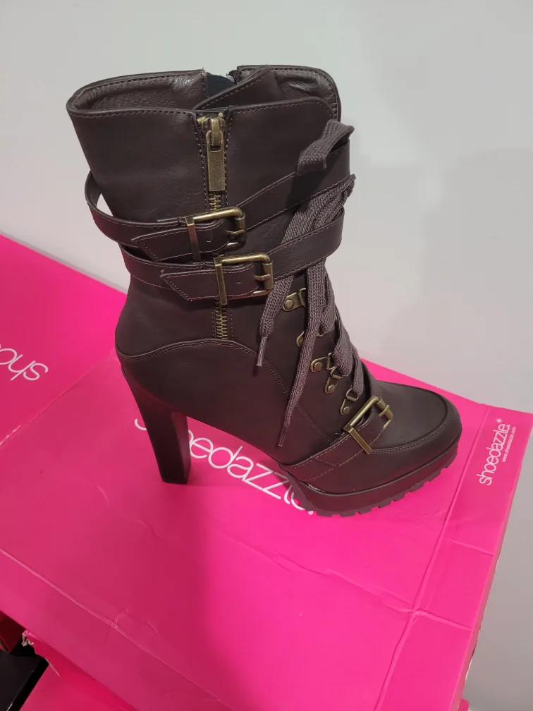 ShoeDazzle SALTI Brown Booties - Size 9 thumbnail