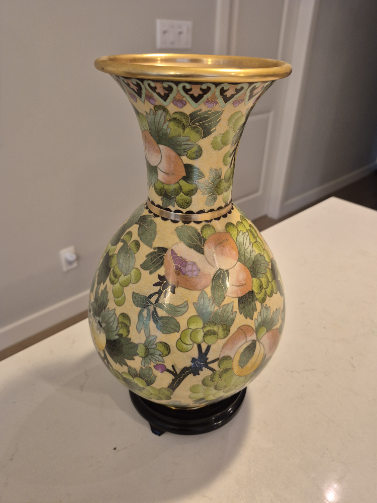 Vintage Chinese Floral Vase，Cloisonné  景泰蓝