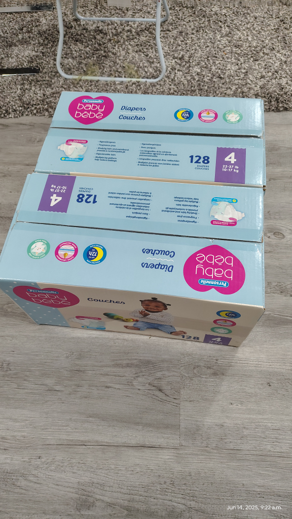 Personnelle Baby Bebe Diapers Size 4 (128 count)-2 boxes