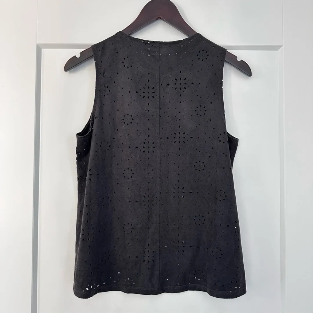 Black Faux Suede Sleeveless Top image indicator(2)