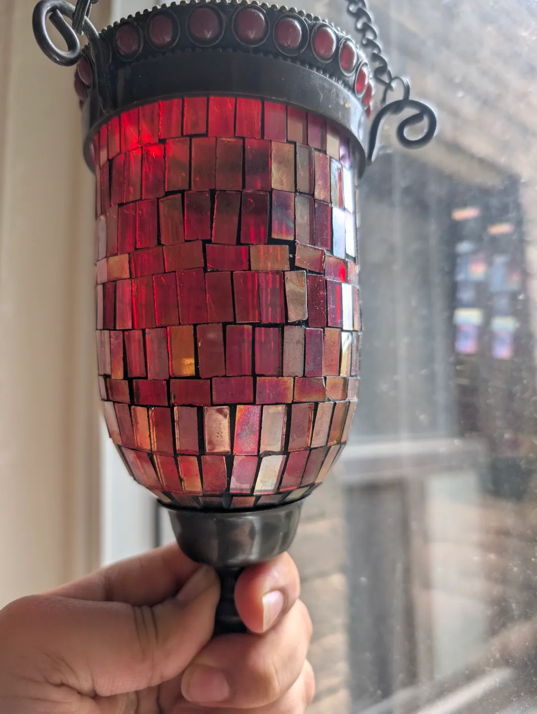 Hanging Red Mosaic Lantern image indicator(3)