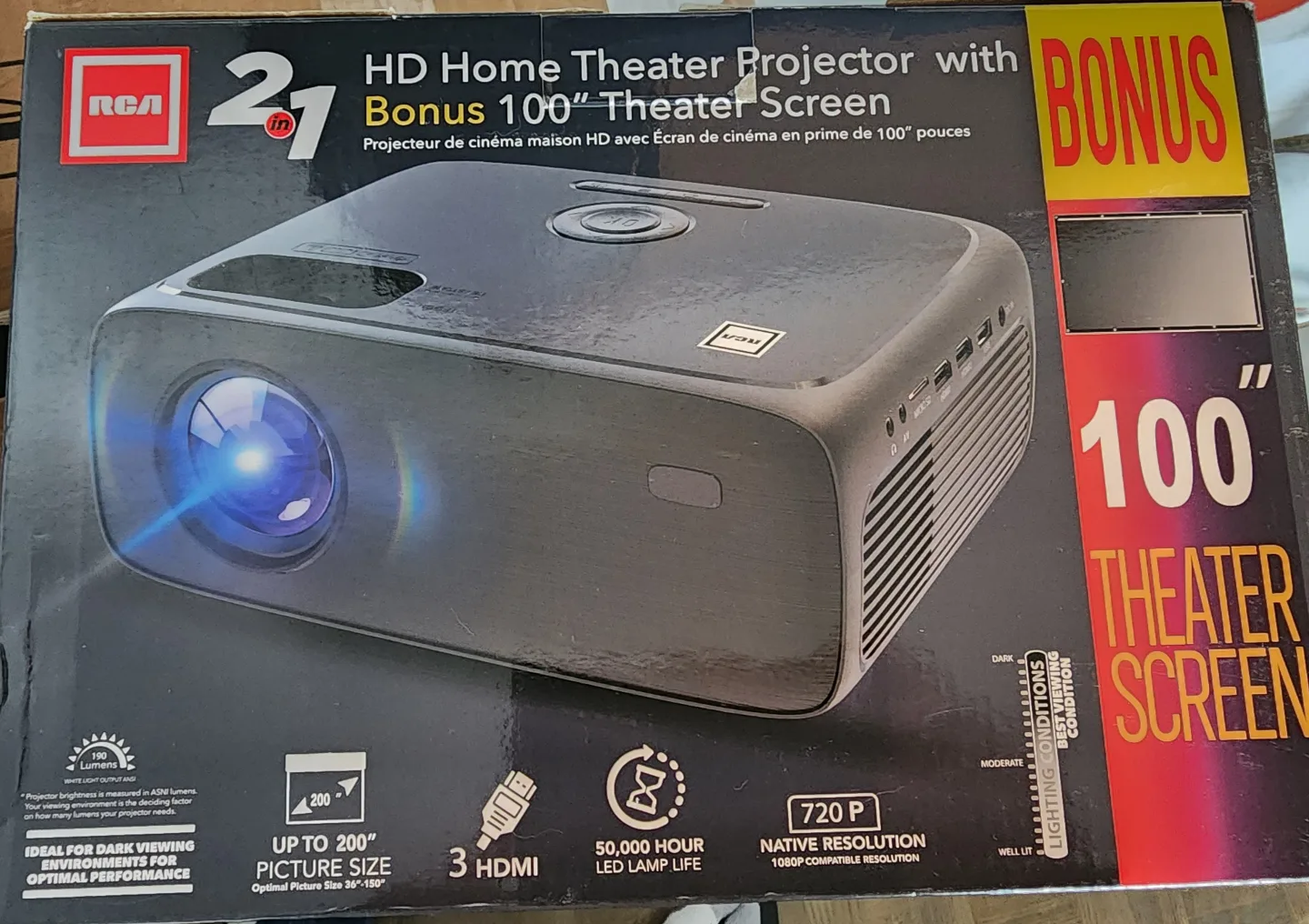 RCA HD Home Theater Projector with 100" Screen thumbnail