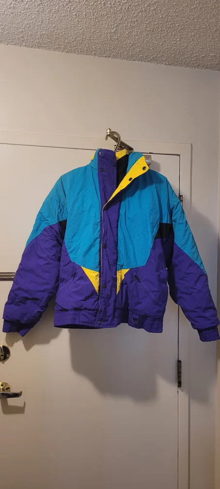 Retro 90s Polarwind Puffer Snow Colour Block Jacket thumbnail