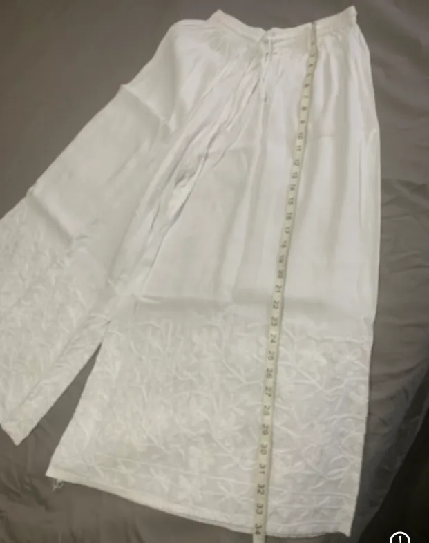 White embroidered pants thumbnail