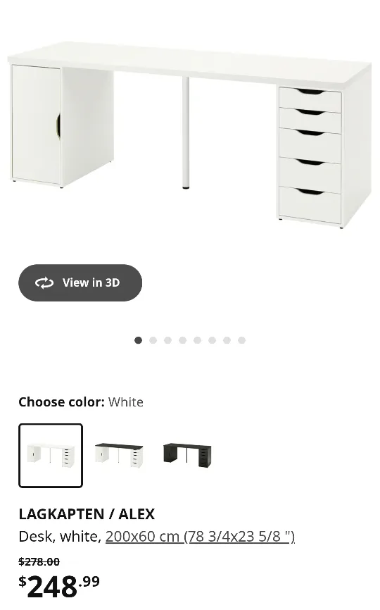 IKEA LAGKAPTEN / ALEX Desk, White, 78 3/4x23 5/8" thumbnail