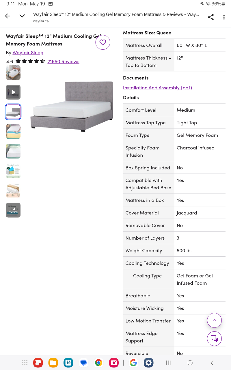 Wayfair Sleep 12" Medium Cooling Gel Memory Foam Mattress - photo 3