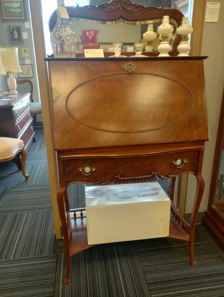 Mahogany Secretary Drop Front Desk - Antique thumbnail