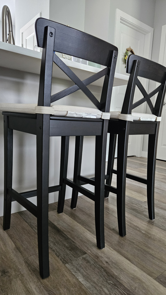 Ikea 2 bar stools with chair pad - photo 3