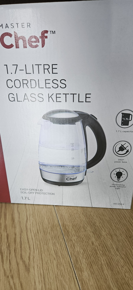 Master Chef 1.7 Litre Glass Kettle