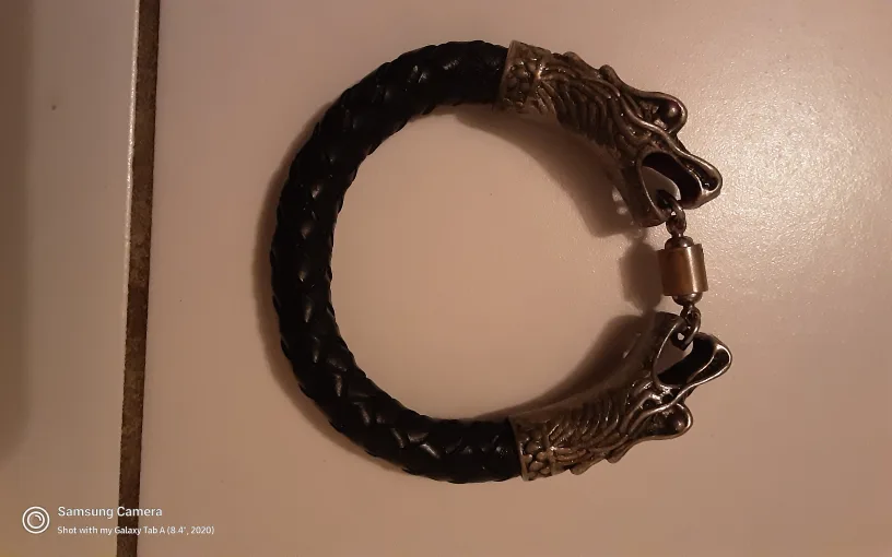Dragon Head Braided  100% Leather Bracelet  for  Men's. image indicator(2)