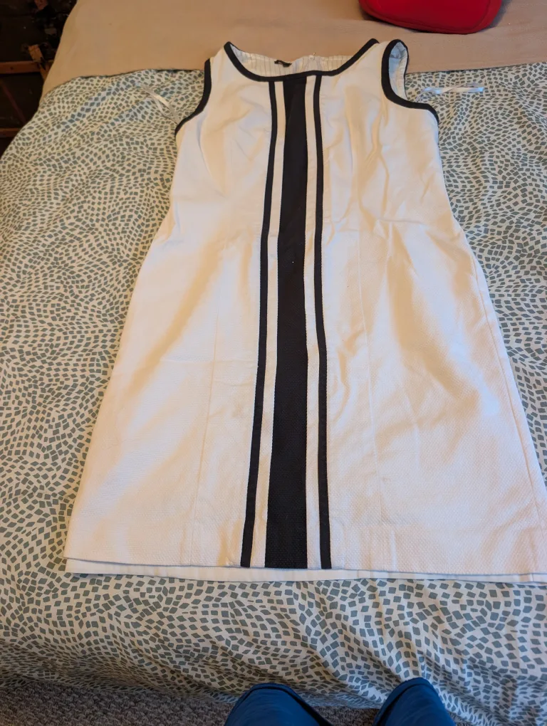 White Dress with Black Trim thumbnail