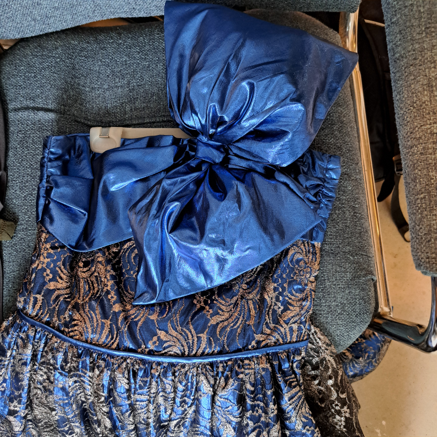 Prom, Formal Dress, royal blue with silver lace overlay - photo 2