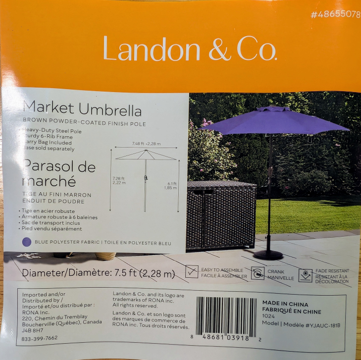 7.5ft diam patio umbrellas. red and blue. - photo 2