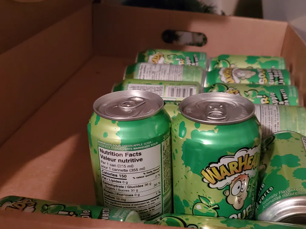 Warheads Green Apple Sour Soda Cans image indicator(3)