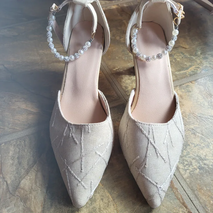 Women's Beige Heels, Size US 7.5 thumbnail