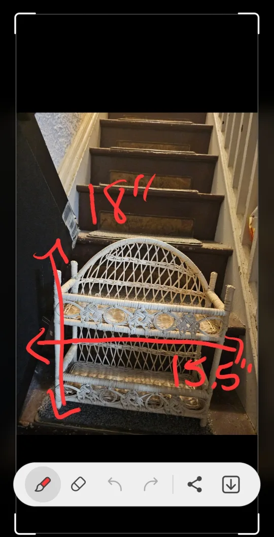 Vintage Wicker/Bamboo White Wall Shelf with Two Shelves image indicator(4)