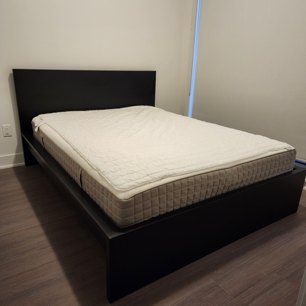 IKEA queen Haugesund Spring Box Mattress and Malm Bed Frame